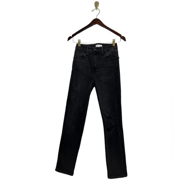 GOOD AMERICAN Good Classic Ripped Skinny Jeans Black206 24 - Picture 5 of 9